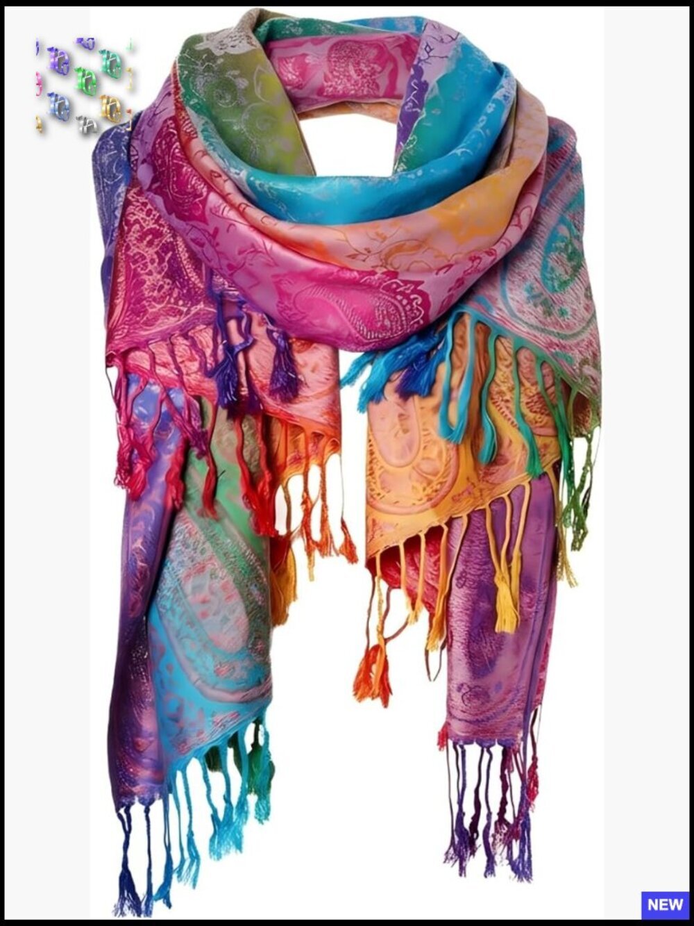 Silk Satin Scarf Shawl Wrap Elegant Lightweight Fashion Accessory Fringed Edges